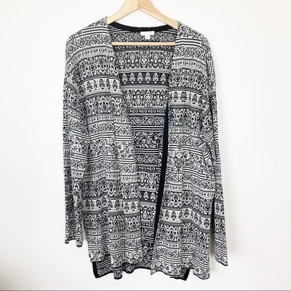 J. Jill Sweaters - J Jill open front cardigan knit black white L